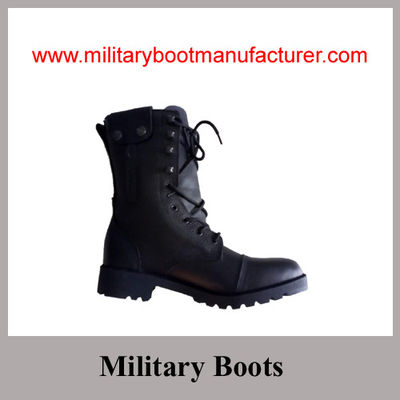 Wholesale China Made Black Split Leather Police Combat DMS Boot with Size Zipper