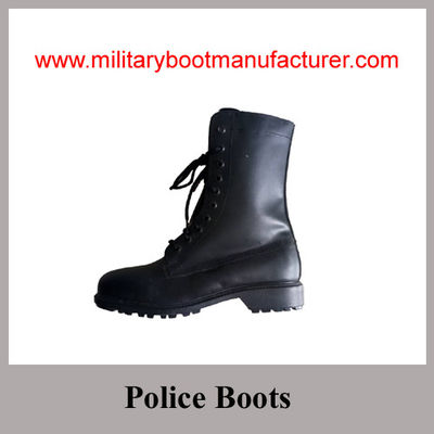 Wholesale China Made Black Grain Leather Cement Workmanship Police Combat Boot