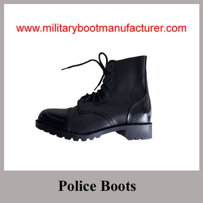 Wholesale China Made Black Full Grain Leather Ankle Combat Boot