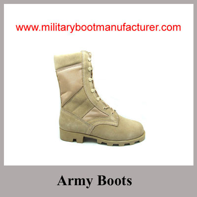 Wholesale China made Cow Split  Suede  Tan Color Army Desert Boots