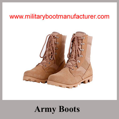 Wholesale China made Cow Split  Suede  Tan Color Army Desert Boots