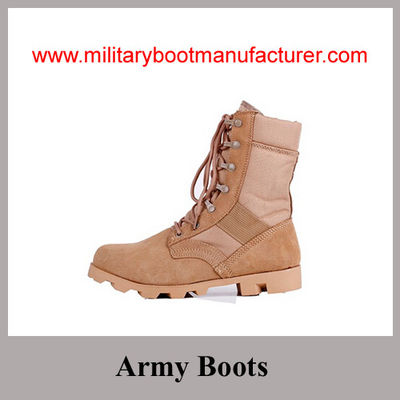 Wholesale China made Cow Split  Suede  Tan Color Army Desert Boots
