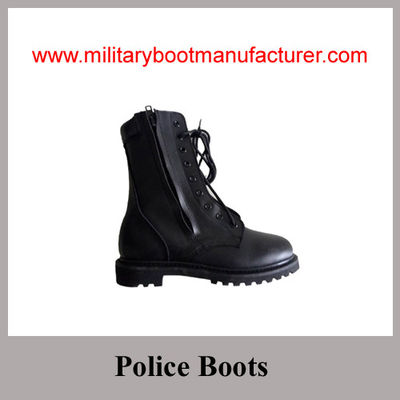 Wholesale China Made Full Leather Police Goodyear Boot with Size Zipper