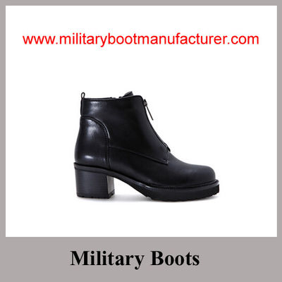 Wholesale China Made Black Full Grain Leather Police Lady Officer Shoes