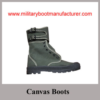 Wholesale China Made Army Green Color Police Cotton Canvas Boot