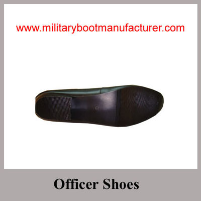 Wholesale China Made Black Full Grain Leather Lady Officer Shoes with Leather Sole