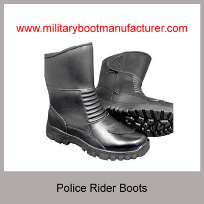 Wholesale China Military Grade Police Officer Rider Boots With Full Grain NAPPA Leather PU Rubber Dual Density Outsole